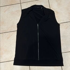 Tahari Black Zip-Front Tank Top - Size S - Excellent Condition